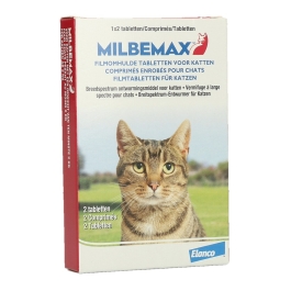 Milbemax ontwormingstabletten Kat Groot bieden preventie tegen long- en hartworminfecties.