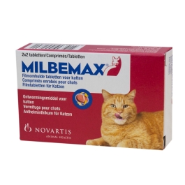 Milbemax ontwormingstabletten Kat Groot >2kg 4 tabl. bieden preventie tegen long- en hartworminfecties.