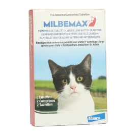 Milbemax-Tabletten-Kitten-Kat-Klein voor de behandeling van infecties veroorzaakt door haakwormen, rondwormen en lintwormen.