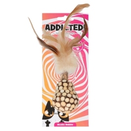 Addicted Wooden Wobbler with Feathers Kattenspeeltje met veertjes