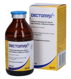 Dectomax Ter bestrijding van worminfecties, horzels, luizen en mijten bij Rund (niet melkgevend), varken en schaap (niet melkgevend).