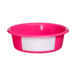Voerbak 6 l roze met wit label (paard,kalf, schaap)