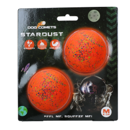 Dog Comets Ball Stardust Oranje M 2-pack