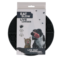 Eat Slow Live Longer Lick Mat Dimensions Circle Grey