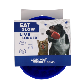 Eat Slow Live Longer Lick Mat Wobble Bowl uad Blue