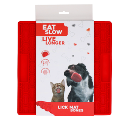 Eat Slow Live Longer Lick Mat Bones Red