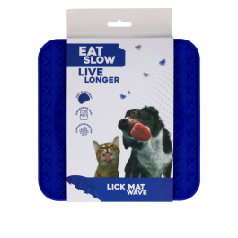 Eat Slow Live Longer Lick Mat Wave Blue