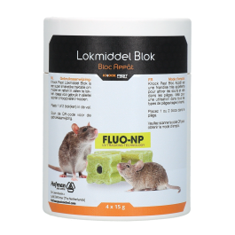 Knock Pest Lokmiddel Blok voor muis&rat Fluo-NP (4x15g)