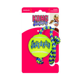 KONG Air Squeaker Tennis Ball M 6 cm met touw 52 cm