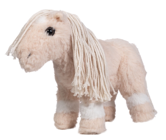 Handgemaakte Cuddle Pony van zacht imitatiebont. Uniek vervaardigd, veilig speelgoed volgens EU-normen en inclusief transporttas.