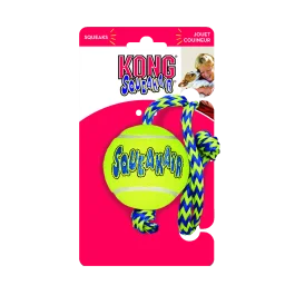 KONG Air Squeaker Tennisball M 6 cm mit Seil 52 cm